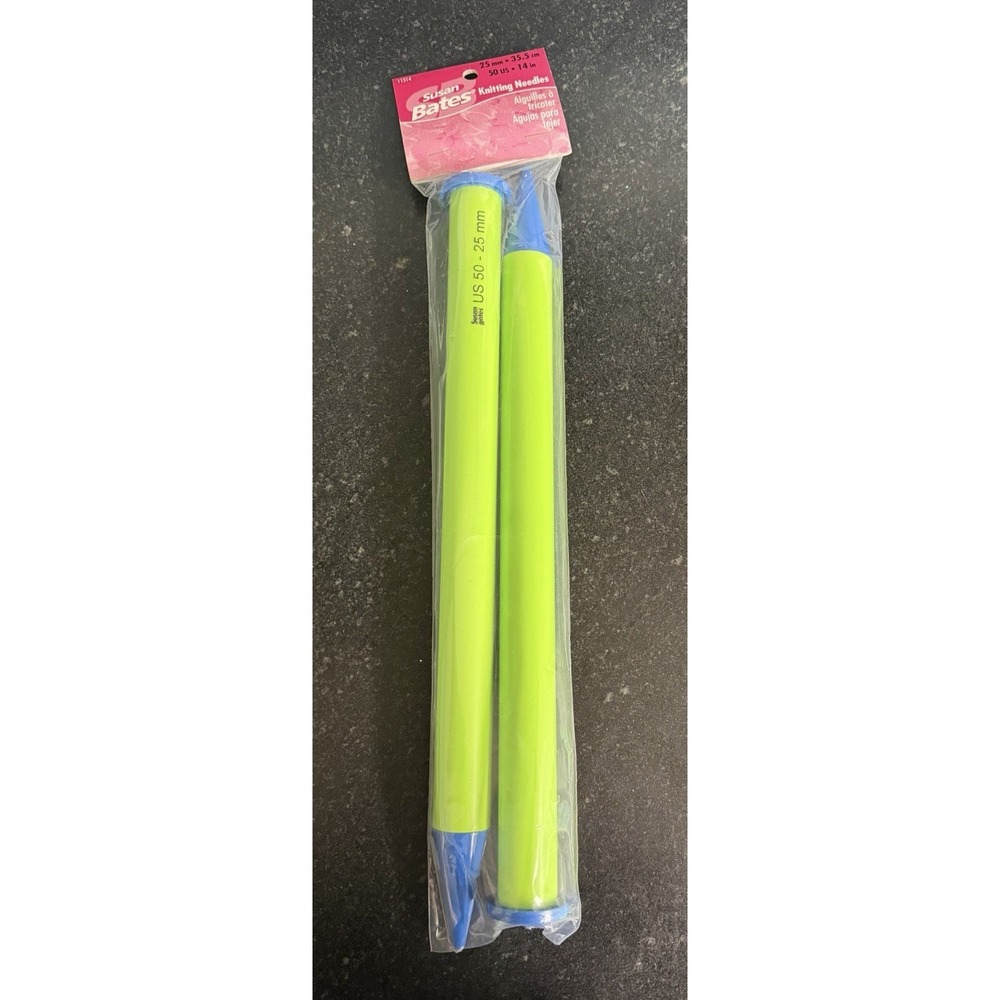 Susan‎ Bates Luxite Jumbo Knitting Needles US 50 25mm 14" Green Blue New NIP